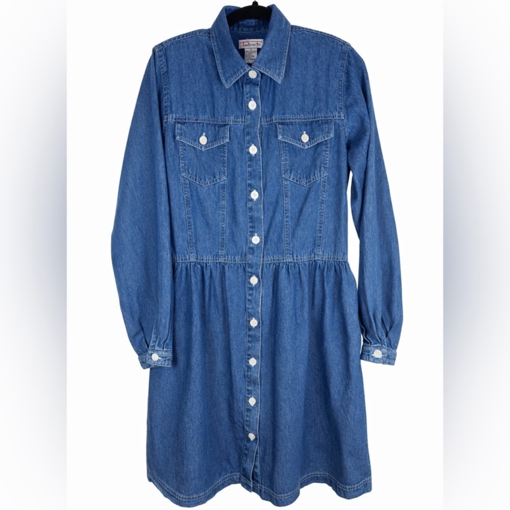 Talbots Blue Denim Long-Sleeve Shirt Dress - Picture 4 of 10